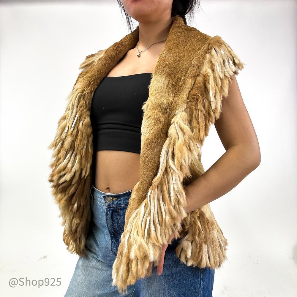 Misk Animal Pattern Tan Vest Size 40 - Picture 4 of 10